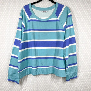 Wildfox Blue Teal Striped Long Sleeve Top‎